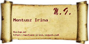 Mentusz Irina névjegykártya